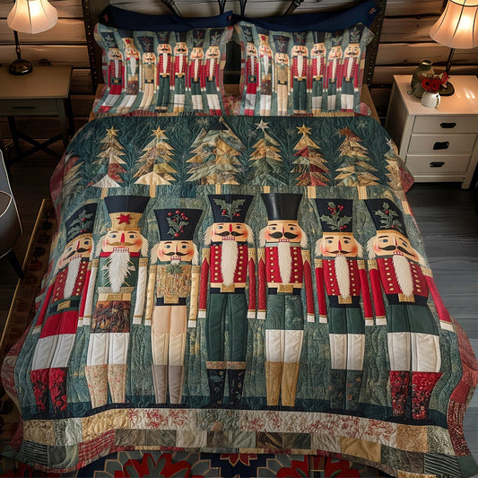 Festive Nutcracker 3-Piece Quilted Bedding Set - Single (59" x 70")