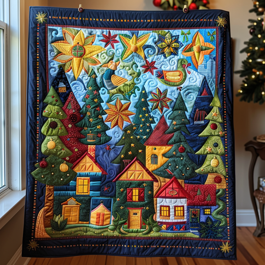 Festive Patchwork Christmas Quilted Blanket - Throw (55" x 60")