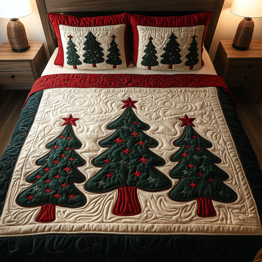 Festive Pine 3-Piece Quilted Bedding Set - Single (59" x 70")