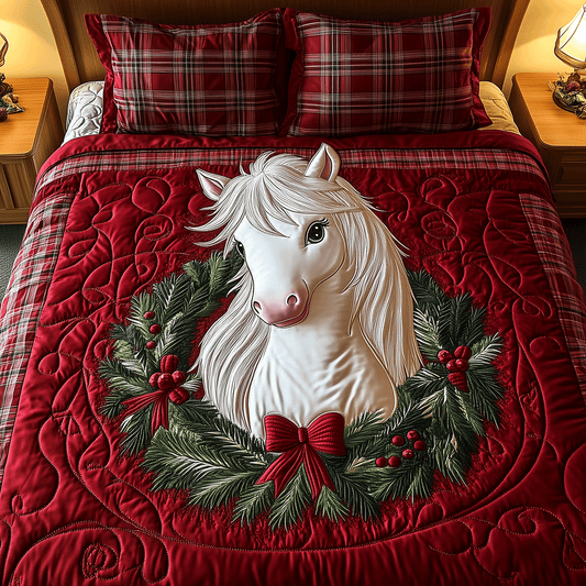 Festive Pony Dreams 3-Piece Quilted Bedding Set - Single (59" x 70")