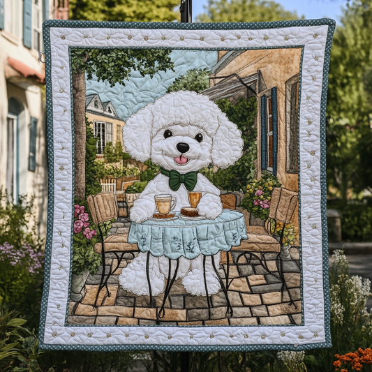Festive Poodle Parade Quilted Blanket - Throw (55" x 60")