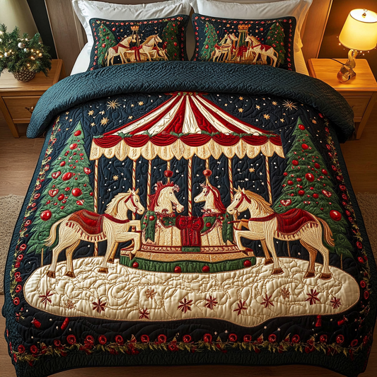 Festive Ride Delight 3-Piece Quilted Bedding Set - Single (59" x 70")