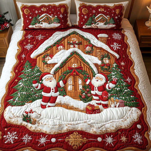 Festive Santa Magic 3-Piece Quilted Bedding Set - Single (59" x 70")