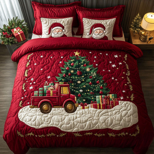 Festive Tree Hauler 3-Piece Quilted Bedding Set - Single (59" x 70")