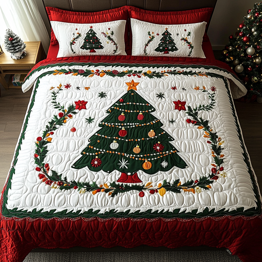 Festive Tree Magic 3-Piece Quilted Bedding Set - Single (59" x 70")