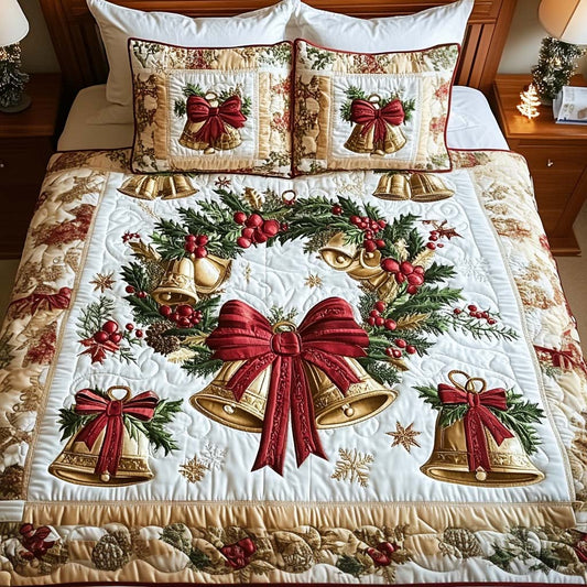 Festive Wreath 3-Piece Quilted Bedding Set - Single (59" x 70")