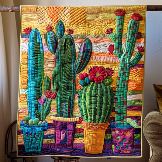 Fiesta Cactus Quilted Blanket - Throw (55" x 60")