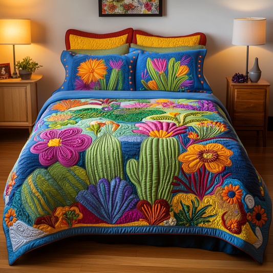 Fiesta Flora 3-Piece Quilted Bedding Set - Single (59" x 70")