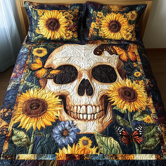 Fiesta Skull Vibes 3-Piece Quilted Bedding Set - Single (59" x 70")