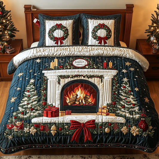 Fireplace Dreams 3-Piece Quilted Bedding Set - Single (59" x 70")