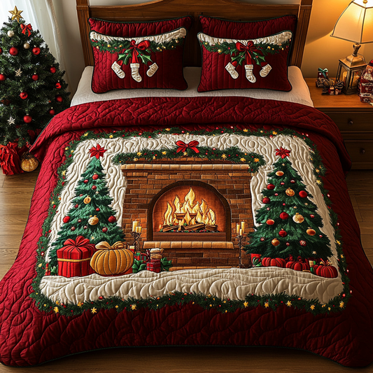 Fireside Glow 3-Piece Quilted Bedding Set - Single (59" x 70")