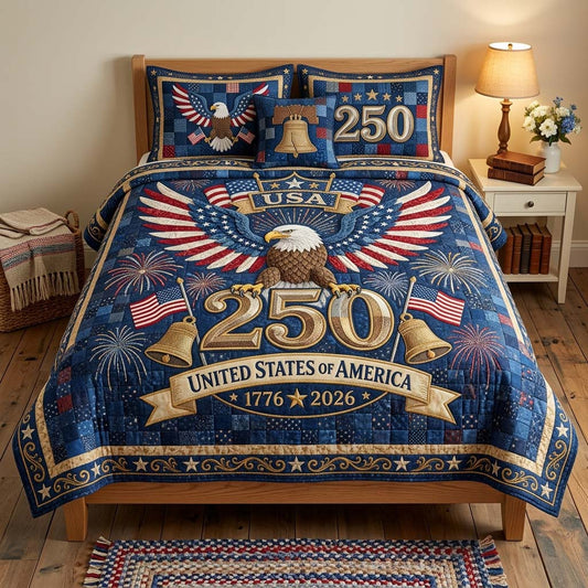 Firework of Freedom 3-Piece Quilted Bedding Set - Single (59" x 70")