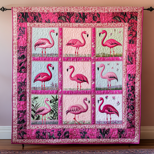 Flamingo Flair Quilted Blanket - Throw (55" x 60")