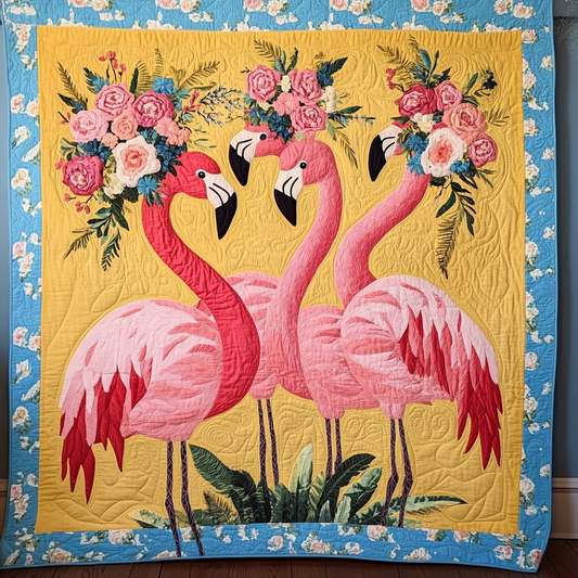 Flamingo Frolic Quilted Blanket - Throw (55" x 60")