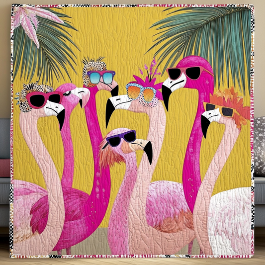 Flamingo Fun Quilted Blanket - Throw (55" x 60")