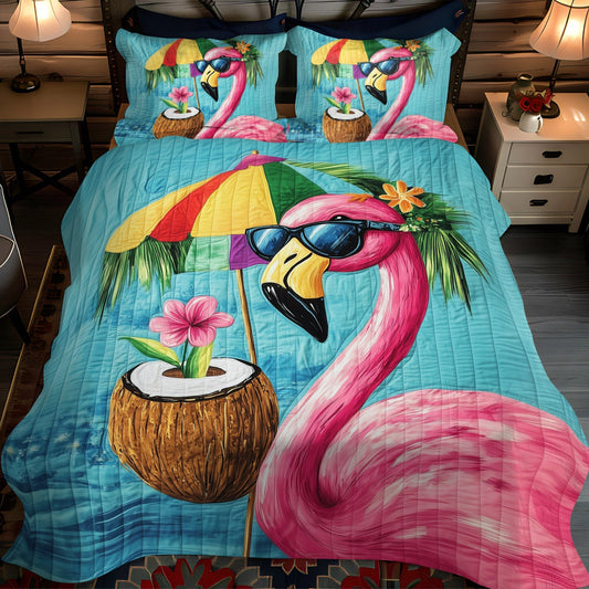 Flamingo Bliss 3-Piece Quilted Bedding Set - Single (59" x 70")