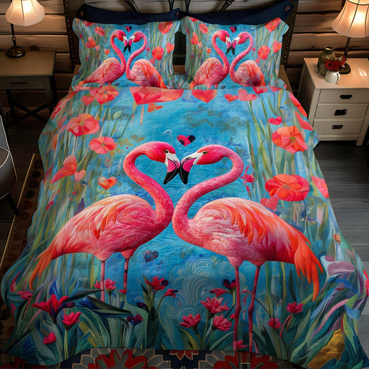 Flamingo Charm 3-Piece Quilted Bedding Set - Single (59" x 70")