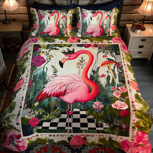 Flamingo Chic 3-Piece Quilted Bedding Set - Single (59" x 70")