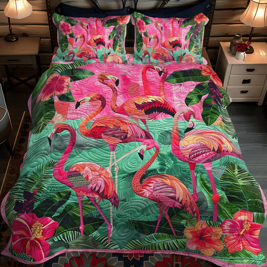 Flamingo Coast 3-Piece Quilted Bedding Set - Single (59" x 70")