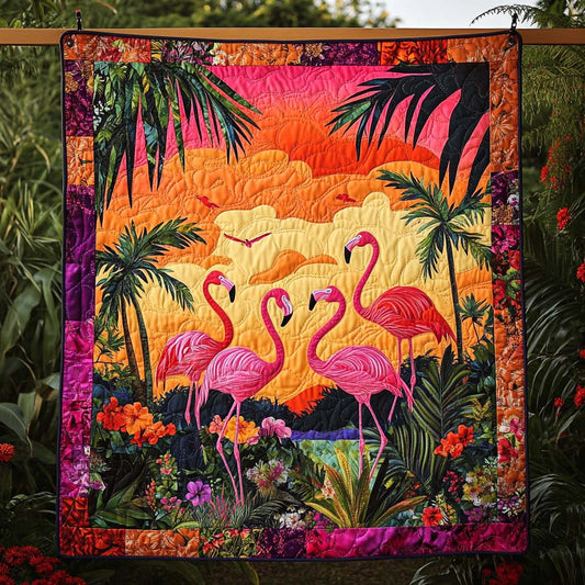 Flamingo Delight Quilted Blanket - Throw (55" x 60")