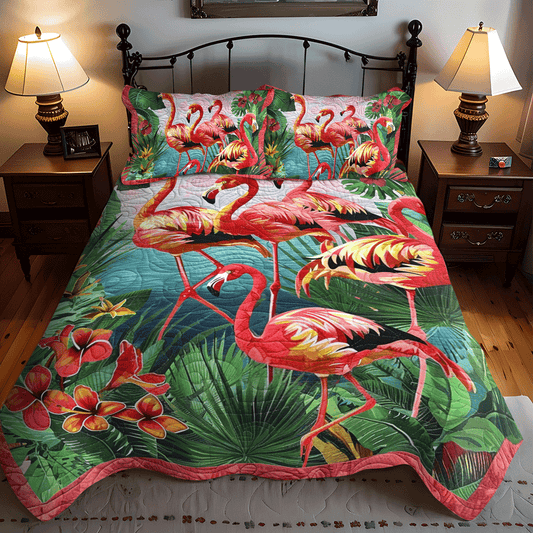 Flamingo Dreams 3-Piece Quilted Bedding Set - Single (59" x 70")