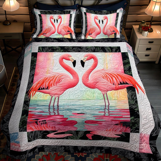 Flamingo Dreams 3-Piece Quilted Bedding Set - Single (59" x 70")