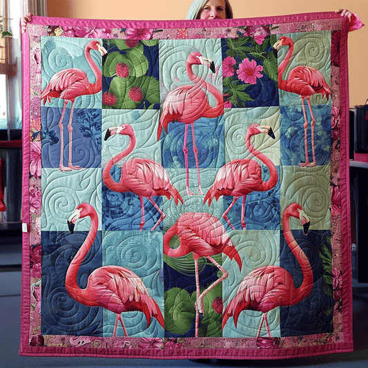Flamingo Dreams Quilted Blanket - Throw (55" x 60")