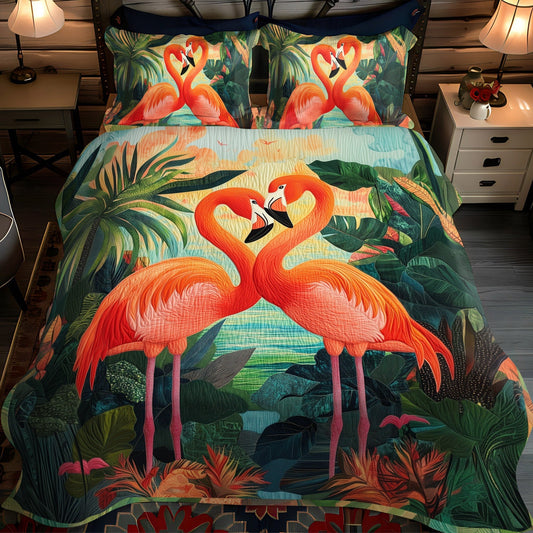 Flamingo Fancy 3-Piece Quilted Bedding Set - Single (59" x 70")