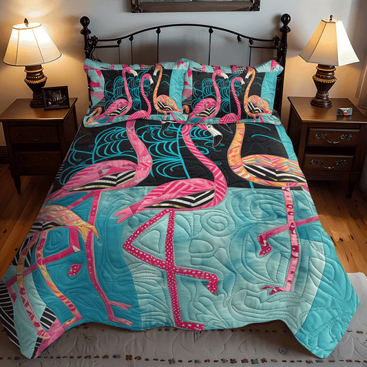 Flamingo Fantasy 3-Piece Quilted Bedding Set - Single (59" x 70")