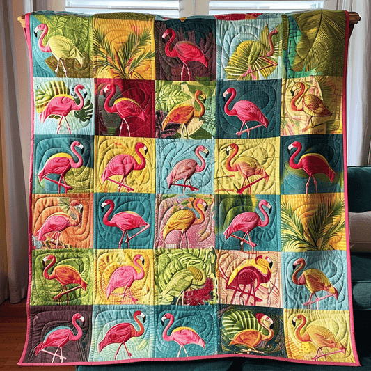 Flamingo Fantasy Quilted Blanket - Throw (55" x 60")