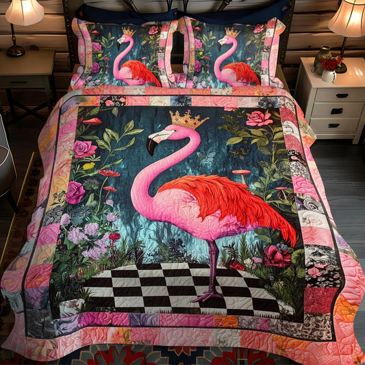 Flamingo Fest 3-Piece Quilted Bedding Set - Single (59" x 70")