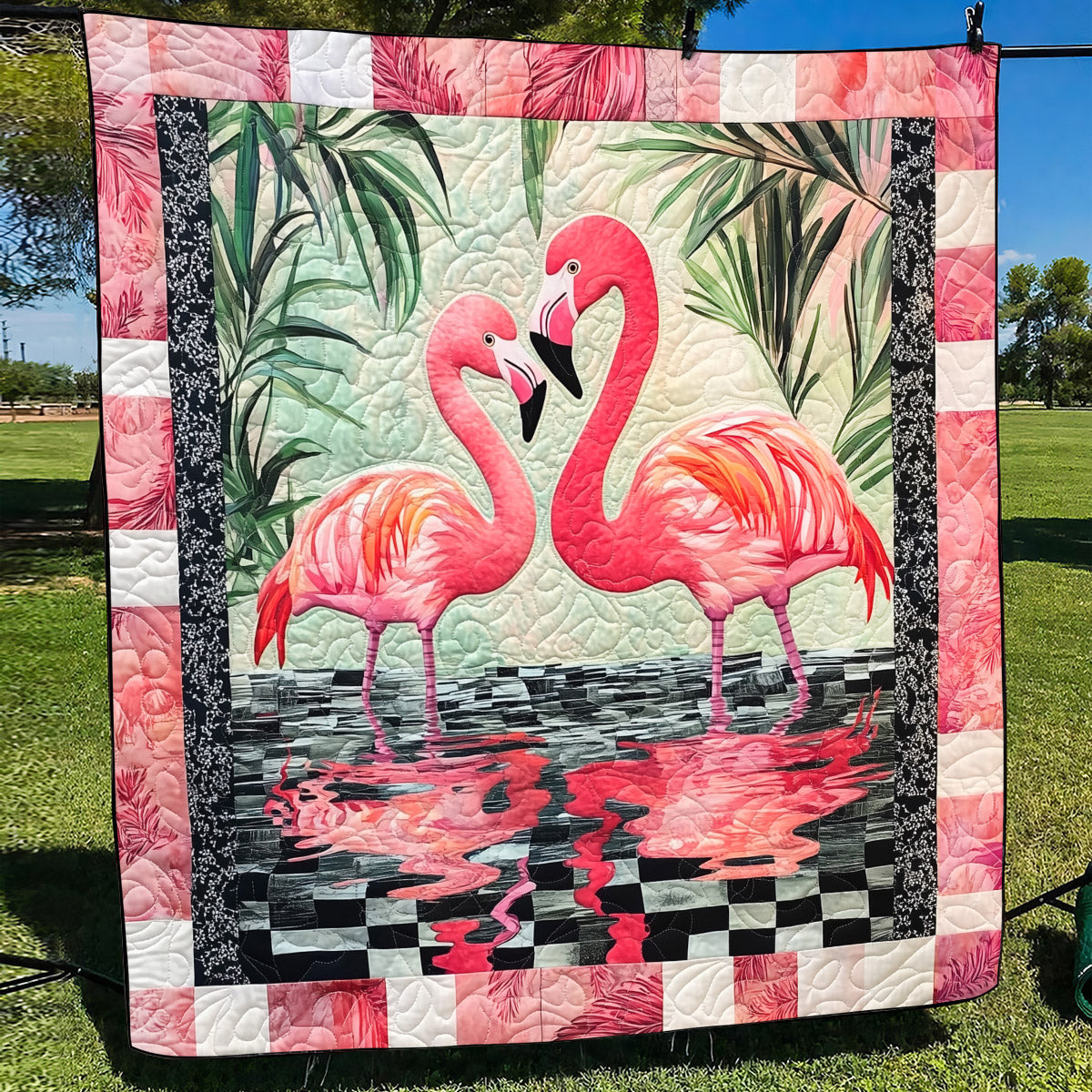 Throw (55'' x 60'') /Flamingo Fest Quilted Blanket