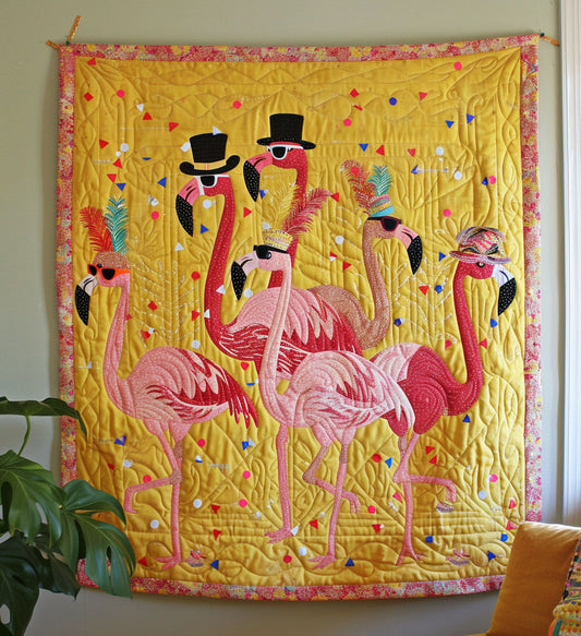 Flamingo Fiesta Quilted Blanket - Throw (55" x 60")