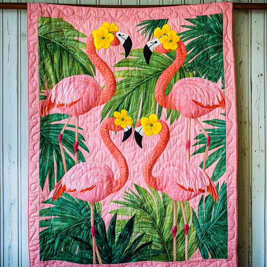 Flamingo Flutter Quilted Blanket - Throw (55" x 60")