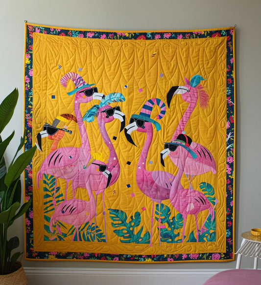 Flamingo Fun Quilted Blanket - Throw (55" x 60")