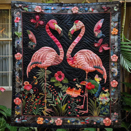 Flamingo Garden Quilted Blanket - Throw (55" x 60")