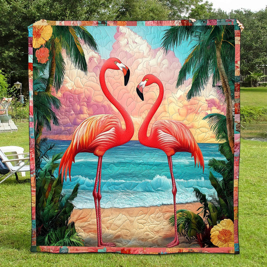 Flamingo Glam Quilted Blanket - Throw (55" x 60")