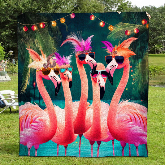 Flamingo Gleam Quilted Blanket - Throw (55" x 60")