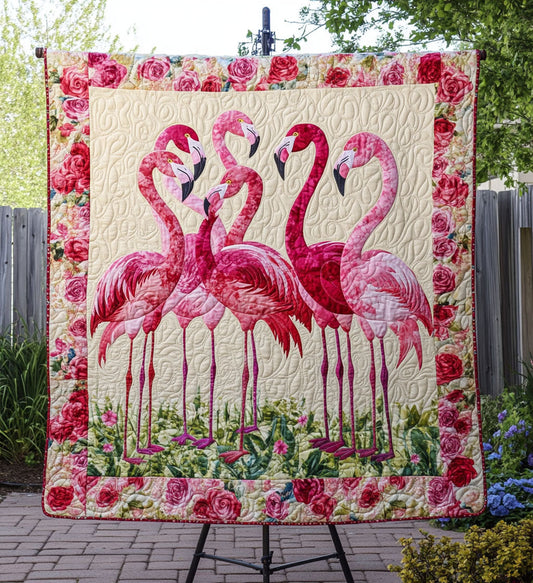 Flamingo Glow Quilted Blanket - Throw (55" x 60")