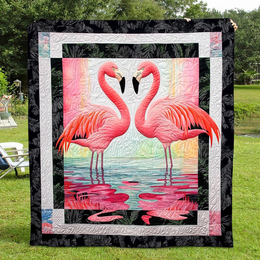 Flamingo Glow Quilted Blanket - Throw (55" x 60")