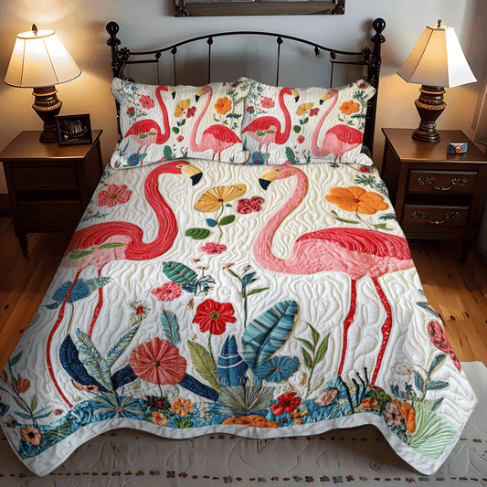 Flamingo Haven 3-Piece Quilted Bedding Set - Single (59" x 70")