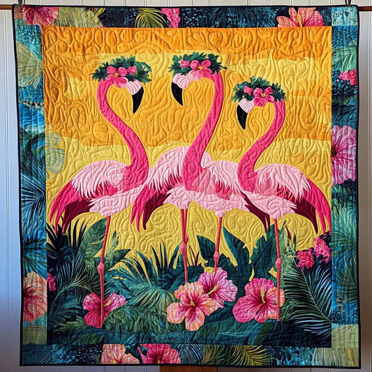 Flamingo Haven Quilted Blanket - Throw (55" x 60")