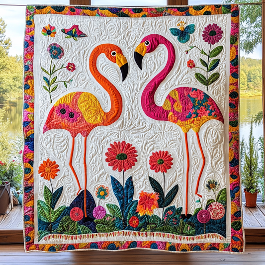 Flamingo Haven Quilted Blanket - Throw (55" x 60")