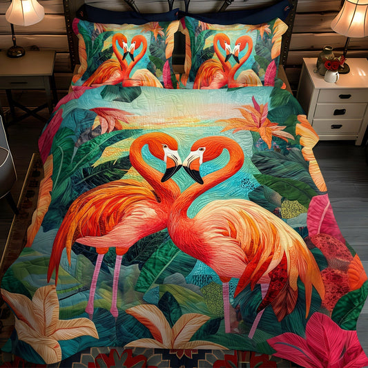 Flamingo Joy 3-Piece Quilted Bedding Set - Single (59" x 70")