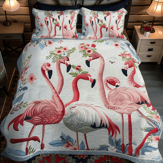 Flamingo Lagoon 3-Piece Quilted Bedding Set - Single (59" x 70")