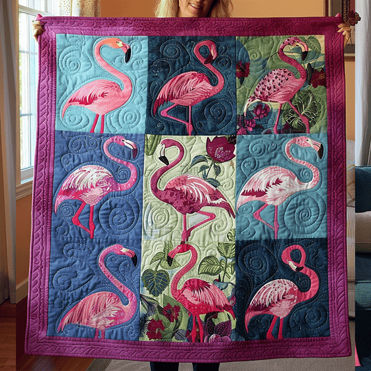 Flamingo Lagoon Quilted Blanket - Throw (55" x 60")