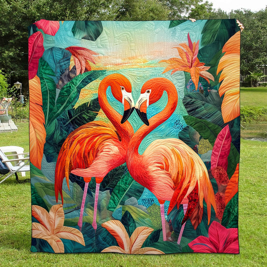 Flamingo Love Quilted Blanket - Throw (55" x 60")