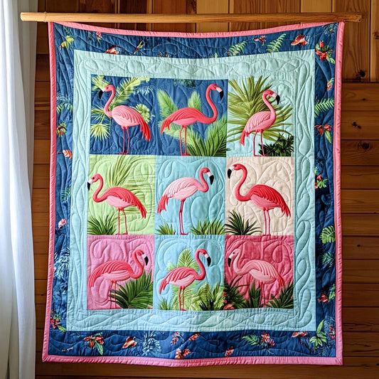 Flamingo Oasis Quilted Blanket - Throw (55" x 60")