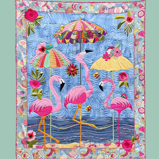 Flamingo Oasis Quilted Blanket - Throw (55" x 60")