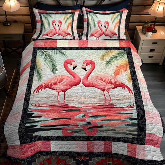 Flamingo Paradise 3-Piece Quilted Bedding Set - Single (59" x 70")